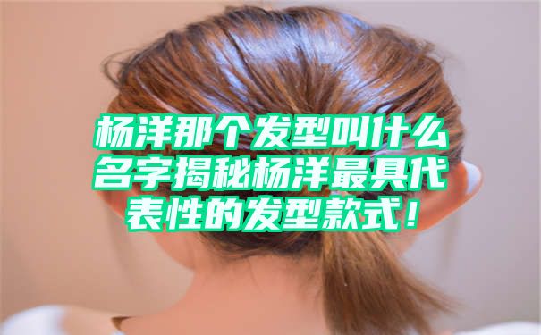 杨洋那个发型叫什么名字揭秘杨洋最具代表性的发型款式！